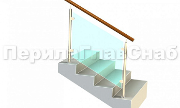 Ограждение с деревянным поручнем с зажимными стеклодержателями и стойками купить в Красноярске Ограждение с деревянным поручнем с зажимными стеклодержателями и стойками купить в Красноярске