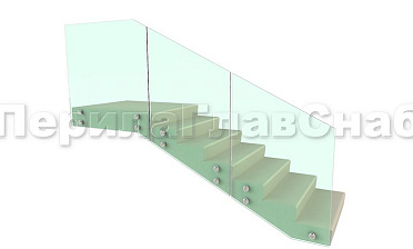 Ограждение для лестницы на несущем стекле с точечным креплением в торец для крыльца купить в Красноярске Ограждение для лестницы на несущем стекле с точечным креплением в торец для крыльца купить в Красноярске