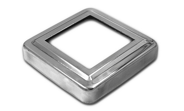 Низ стойки фигурный под трубу 50х50 мм, 83х83х0.5 мм, высота 17 мм, полированный (AISI 304) k375 купить в Красноярске Низ стойки фигурный под трубу 50х50 мм, 83х83х0.5 мм, высота 17 мм, полированный (AISI 304) k375 купить в Красноярске