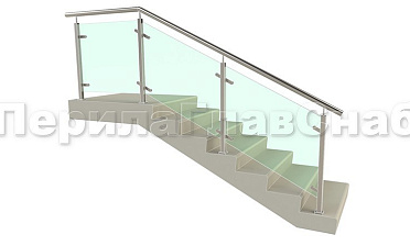 Ограждение лестницы с квадратными стойками и пластинчатыми стеклодержателями купить в Красноярске Ограждение лестницы с квадратными стойками и пластинчатыми стеклодержателями купить в Красноярске