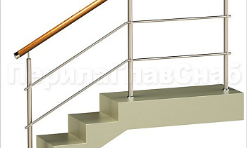 Два ригеля на держателях, круглый деревянный поручень и круглые стойки в Красноярске. Готовые проекты ПерилаГлавСнаб Два ригеля на держателях, круглый деревянный поручень и круглые стойки в Красноярске. Готовые проекты ПерилаГлавСнаб