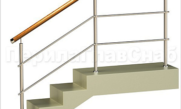 Два ригеля на держателях, круглый деревянный поручень и круглые стойки купить в Красноярске Два ригеля на держателях, круглый деревянный поручень и круглые стойки купить в Красноярске