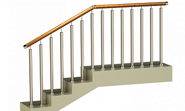 Ограждения с двумя стойками в каждую ступень с деревянным поручнем и без ригелей купить в Красноярске Ограждения с двумя стойками в каждую ступень с деревянным поручнем и без ригелей купить в Красноярске