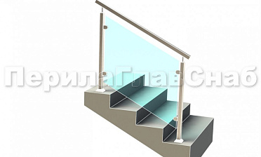 Ограждение лестницы с квадратным поручнем с зажимными стеклодержателями и квадратными стойками купить в Красноярске Ограждение лестницы с квадратным поручнем с зажимными стеклодержателями и квадратными стойками купить в Красноярске