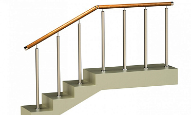 Ограждения со стойками в каждую ступень с круглым деревянным поручнем без ригелей купить в Красноярске Ограждения со стойками в каждую ступень с круглым деревянным поручнем без ригелей купить в Красноярске