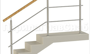 Два ригеля на держателях, квадратный деревянный поручень и круглые стойки купить в Красноярске Два ригеля на держателях, квадратный деревянный поручень и круглые стойки купить в Красноярске