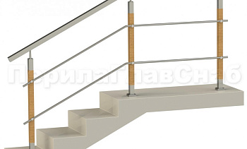 Два ригеля на держателях, квадратный поручень и квадратные деревянные стойки в Красноярске. Готовые проекты ПерилаГлавСнаб Два ригеля на держателях, квадратный поручень и квадратные деревянные стойки в Красноярске. Готовые проекты ПерилаГлавСнаб