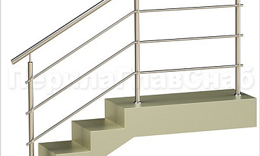 Три ригеля на держателях, круглый поручень и круглые стойки для крыльца купить в Красноярске Три ригеля на держателях, круглый поручень и круглые стойки для крыльца купить в Красноярске