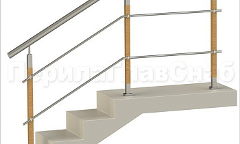 Два ригеля на держателях, круглый поручень и квадратные деревянные стойки в Красноярске. Готовые проекты ПерилаГлавСнаб Два ригеля на держателях, круглый поручень и квадратные деревянные стойки в Красноярске. Готовые проекты ПерилаГлавСнаб