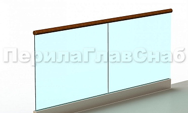 Ограждение с деревянным поручнем на профиле купить в Красноярске Ограждение с деревянным поручнем на профиле купить в Красноярске