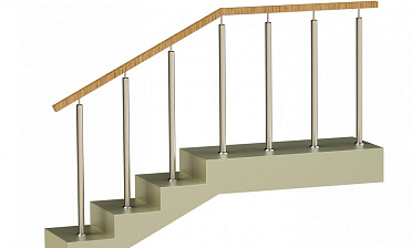 Ограждения со стойками в каждую ступень с квадратным деревянным поручнем без ригелей купить в Красноярске Ограждения со стойками в каждую ступень с квадратным деревянным поручнем без ригелей купить в Красноярске