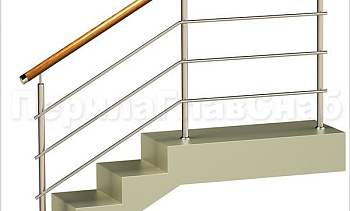 Три ригеля на сварке, круглый деревянный поручень и круглые стойки в Красноярске. Готовые проекты ПерилаГлавСнаб Три ригеля на сварке, круглый деревянный поручень и круглые стойки в Красноярске. Готовые проекты ПерилаГлавСнаб