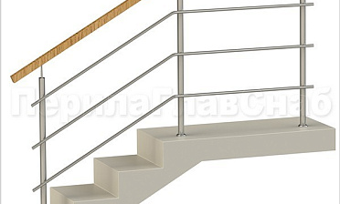 Три ригеля на сварке, квадратный деревянный поручень и круглые стойки купить в Красноярске Три ригеля на сварке, квадратный деревянный поручень и круглые стойки купить в Красноярске