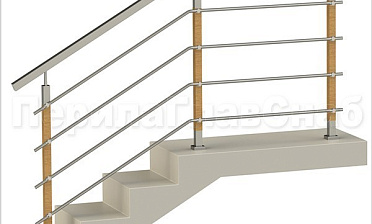 Четыре ригеля на держателях, квадратный поручень и стойки с деревянными вставками купить в Красноярске Четыре ригеля на держателях, квадратный поручень и стойки с деревянными вставками купить в Красноярске