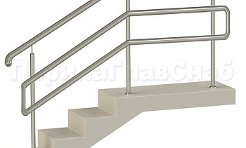 Нержавеющие ограждения с двойным поручнем без ригелей - вариант 1 в Красноярске. Готовые проекты ПерилаГлавСнаб Нержавеющие ограждения с двойным поручнем без ригелей - вариант 1 в Красноярске. Готовые проекты ПерилаГлавСнаб