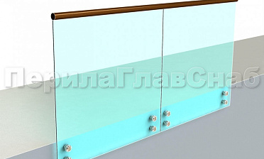 Ограждение с деревянным поручнем на точечном креплении купить в Красноярске Ограждение с деревянным поручнем на точечном креплении купить в Красноярске