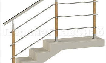 Три ригеля на держателях, квадратные поручень и деревянные стойки в Красноярске. Готовые проекты ПерилаГлавСнаб Три ригеля на держателях, квадратные поручень и деревянные стойки в Красноярске. Готовые проекты ПерилаГлавСнаб