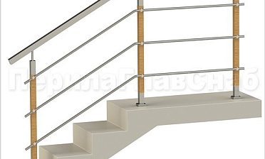 Три ригеля на держателях, квадратные поручень и деревянные стойки купить в Красноярске Три ригеля на держателях, квадратные поручень и деревянные стойки купить в Красноярске