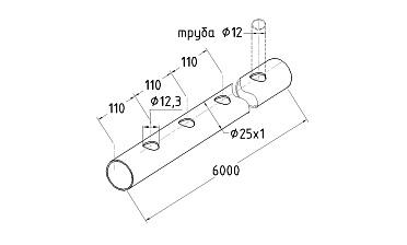 Труба AISI 304 25х1х6000, с перфорацией под  Ø12, 30°, GRIT 600 837-5 купить в Красноярске Труба AISI 304 25х1х6000, с перфорацией под  Ø12, 30°, GRIT 600 837-5 купить в Красноярске