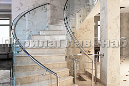 Стеклянные перила для винтовых лестниц в Красноярске. Готовые проекты ПерилаГлавСнаб - фото 14